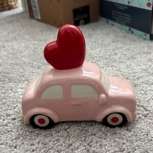 Spritz Pink Ceramic Car with Red Heart Accent